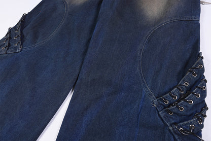 Heavyweight Washed Deconstructed Wide Leg Denim Jeans WN25745