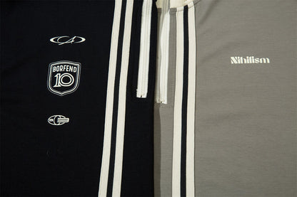 Half Zipper High-Neck Stripe Letter Print Long Sleeve T-Shirt WN26871