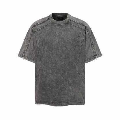 Cut Patchwork Zipper Oversize Short Sleeve T-Shirt WN24444