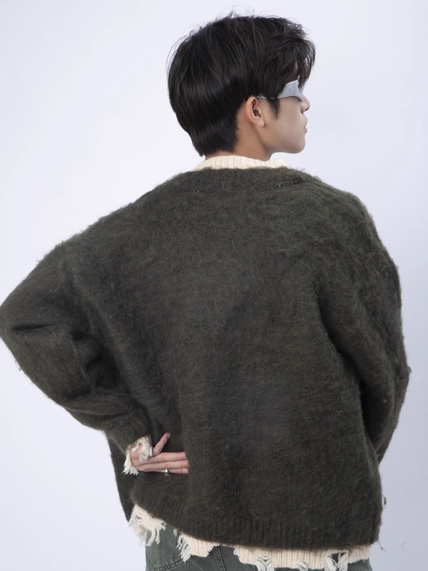 Oversize Fake Layered Knit Cardigan WN7288