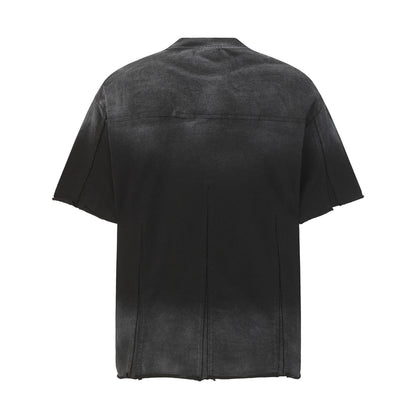 Washed Panel Raw Hem Short Sleeve T-Shirt WN26766