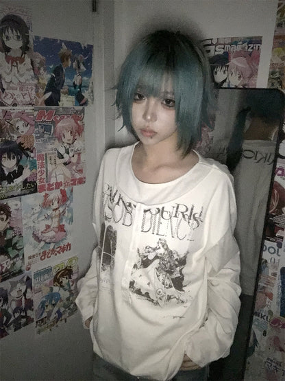 Graphic Print Henley Neck Long Sleeve T-Shirt WN15827