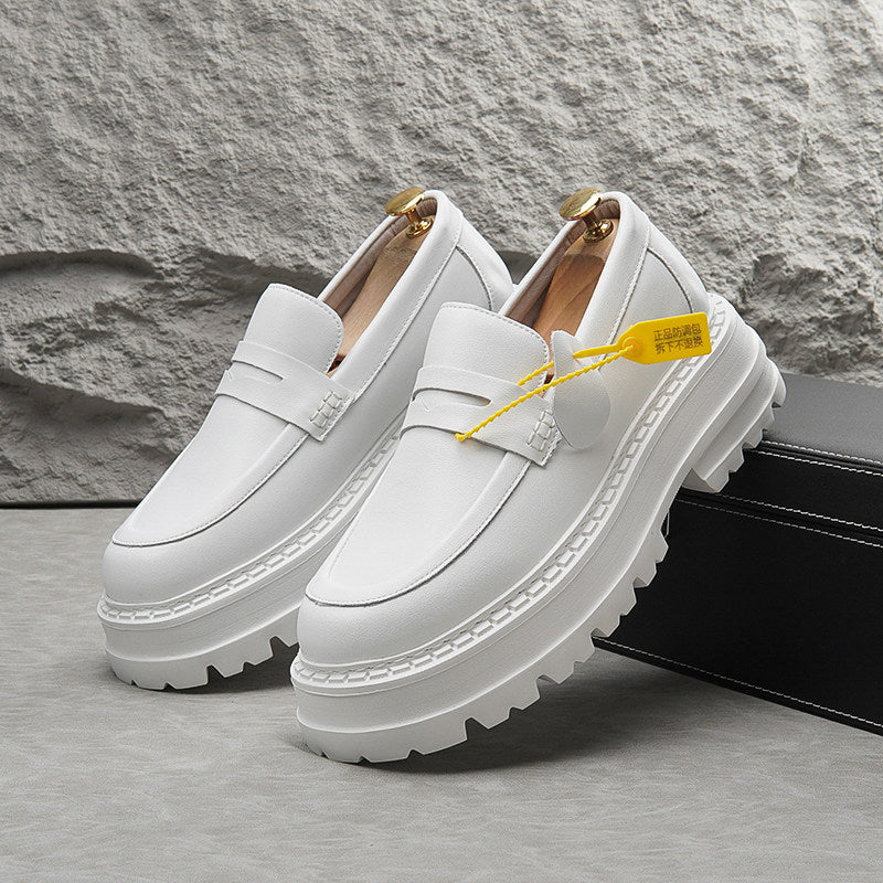 Leather Platform Height Increase Loafers WN24788