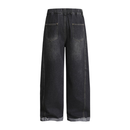 Cartoon Embroidery Wide Leg Denim Jeans WN26969