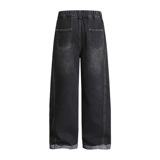 Cartoon Embroidery Wide Leg Denim Jeans WN26969