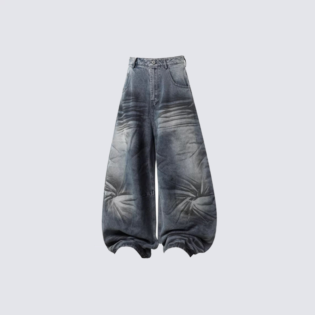 Crackle Washed Wide Leg Denim Jeans WN27840