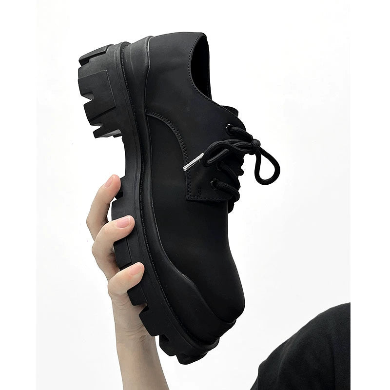 Matte Leather Round-Toe Thick Sole Derby Shoes WN19133