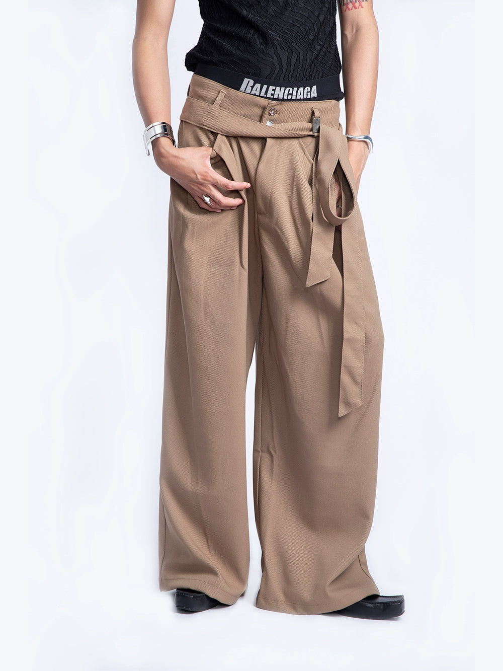 Belted Wide-Leg Trousers WN9252