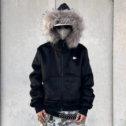 Fake Fur Zipper Hoodie WN24089