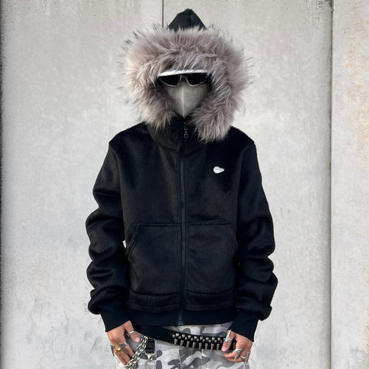 Fake Fur Zipper Hoodie WN24089