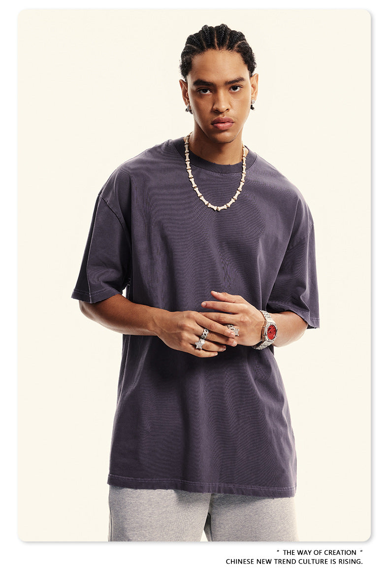 Damage Wash Round Neck Short Sleeve T-Shirt WN6060