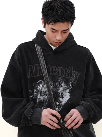 Cat Print Heavyweight Pullover Hoodie WN8344