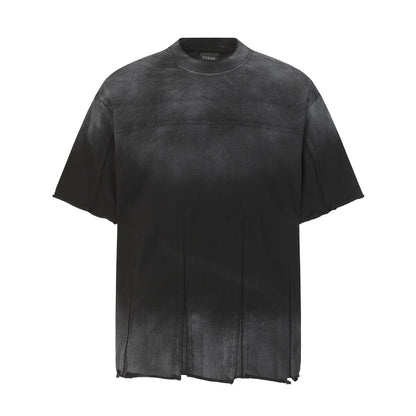 Washed Panel Raw Hem Short Sleeve T-Shirt WN26766
