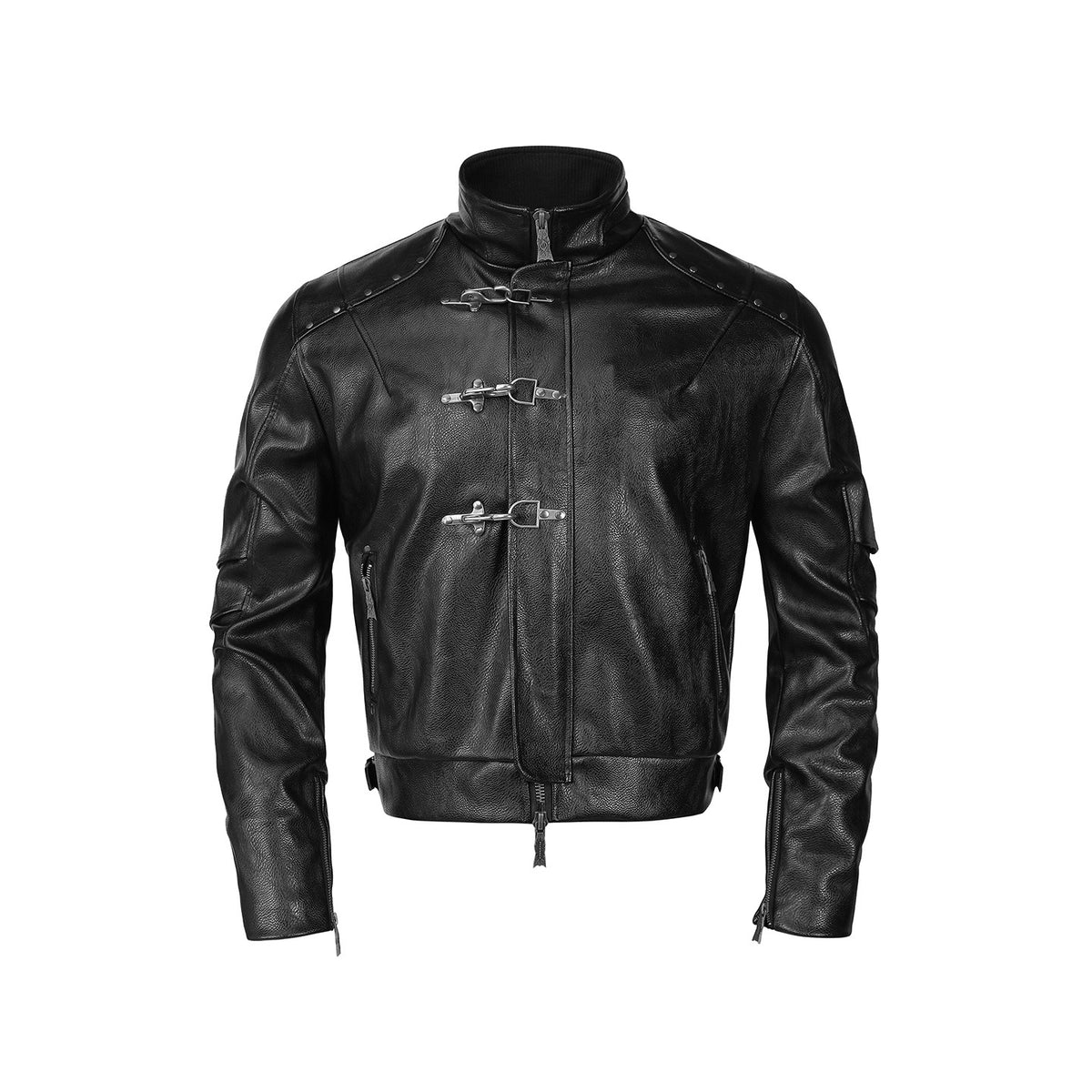 Metal Buckle Deconstructed Stand Neck Jacket WN27462