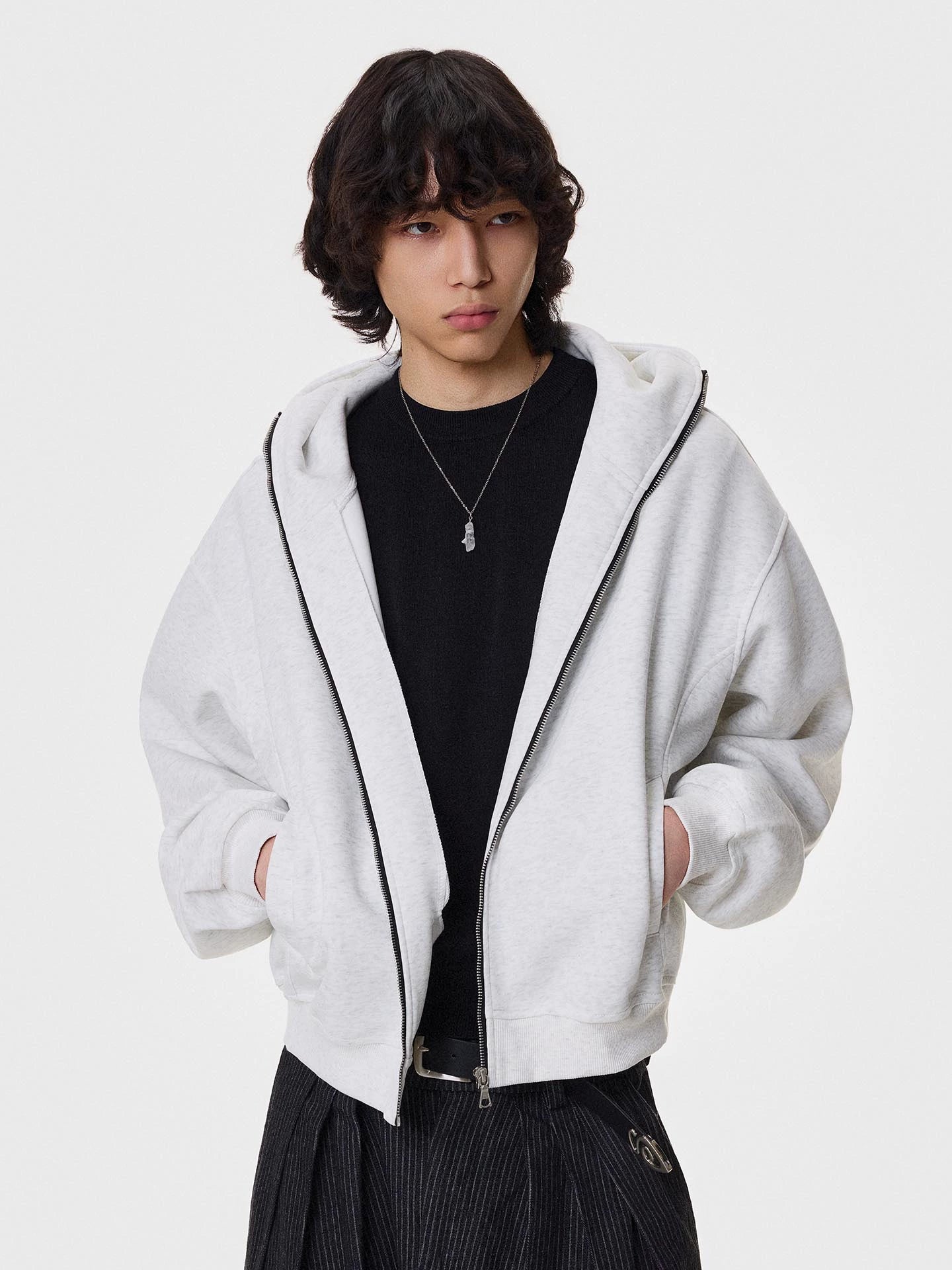 Heavy Air-Cotton Short Zipper Hoodie WN21404