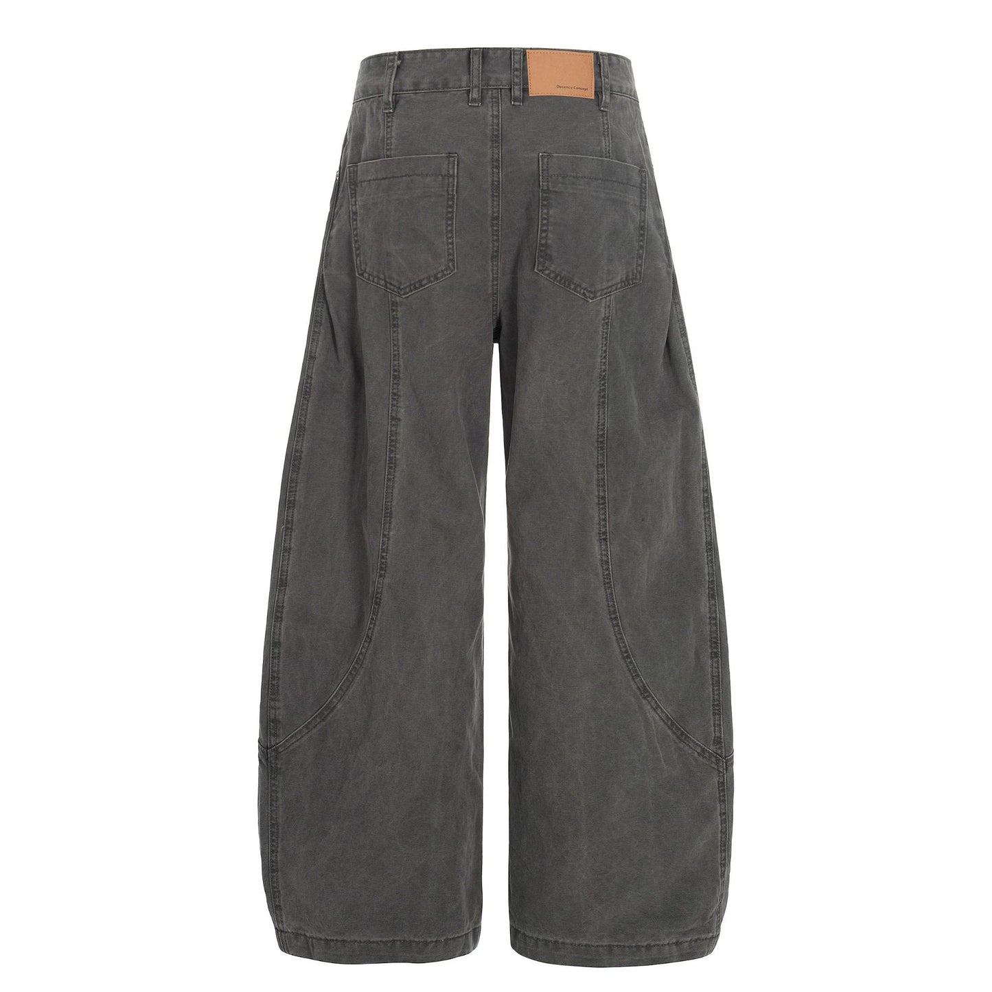 Washed Fade Curved Seam Wide Leg Denim Jeans WN25849