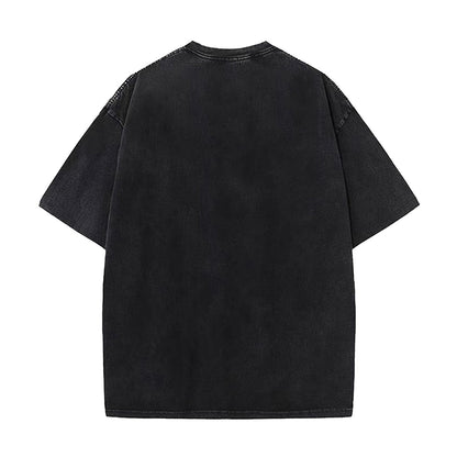Washed Rose Letter Print Oversize Short Sleeve T-Shirt WN26894