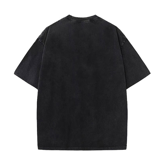 Washed Rose Letter Print Oversize Short Sleeve T-Shirt WN26894