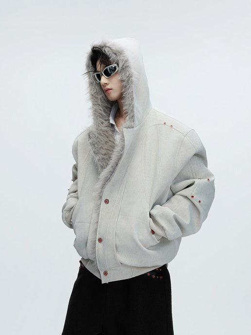 Hooded Fake Fur Collar Heavyweight Puffer Jacket WN22621