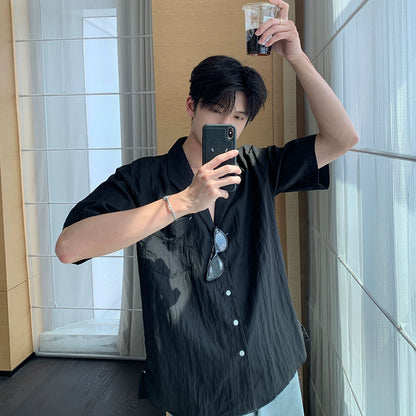 Cooling Tencel Cuban Collar Short Sleeve Shirt WN20444