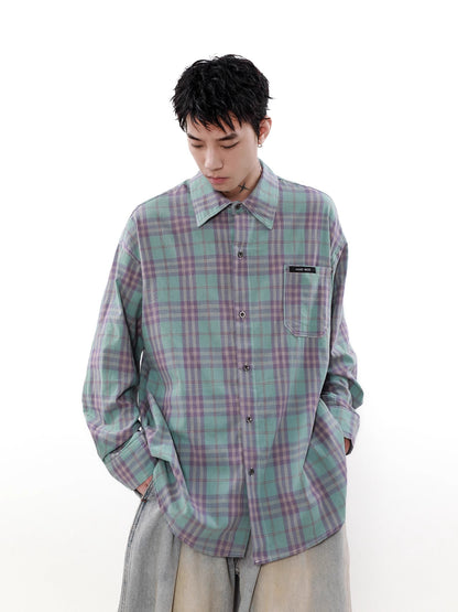 Plaid Oversize Long Sleeve Shirt WN7539