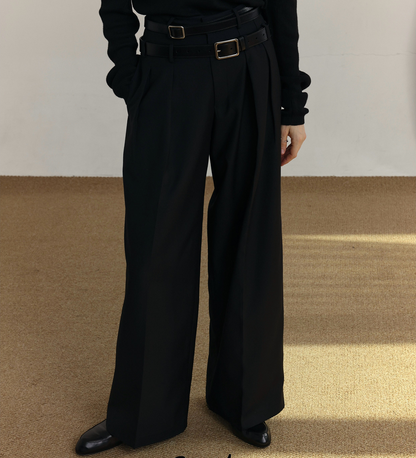 Double Waist Wide-Leg Straight Trousers WN21606