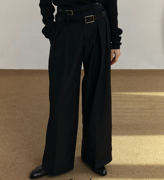 Double Waist Wide-Leg Straight Trousers WN21606