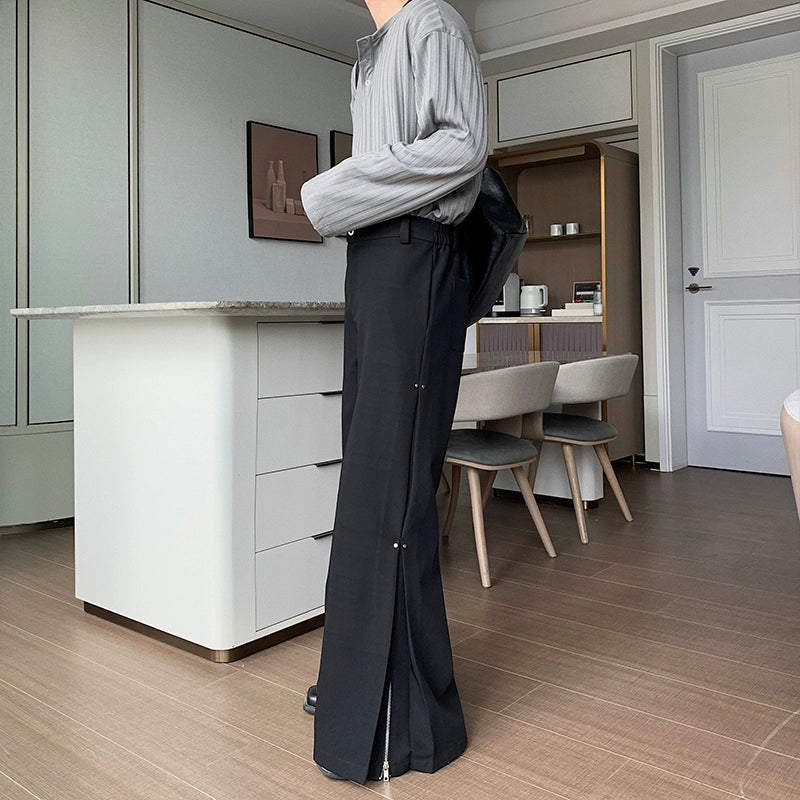 Elastic Waist Straight Wide Leg Trousers WN20400