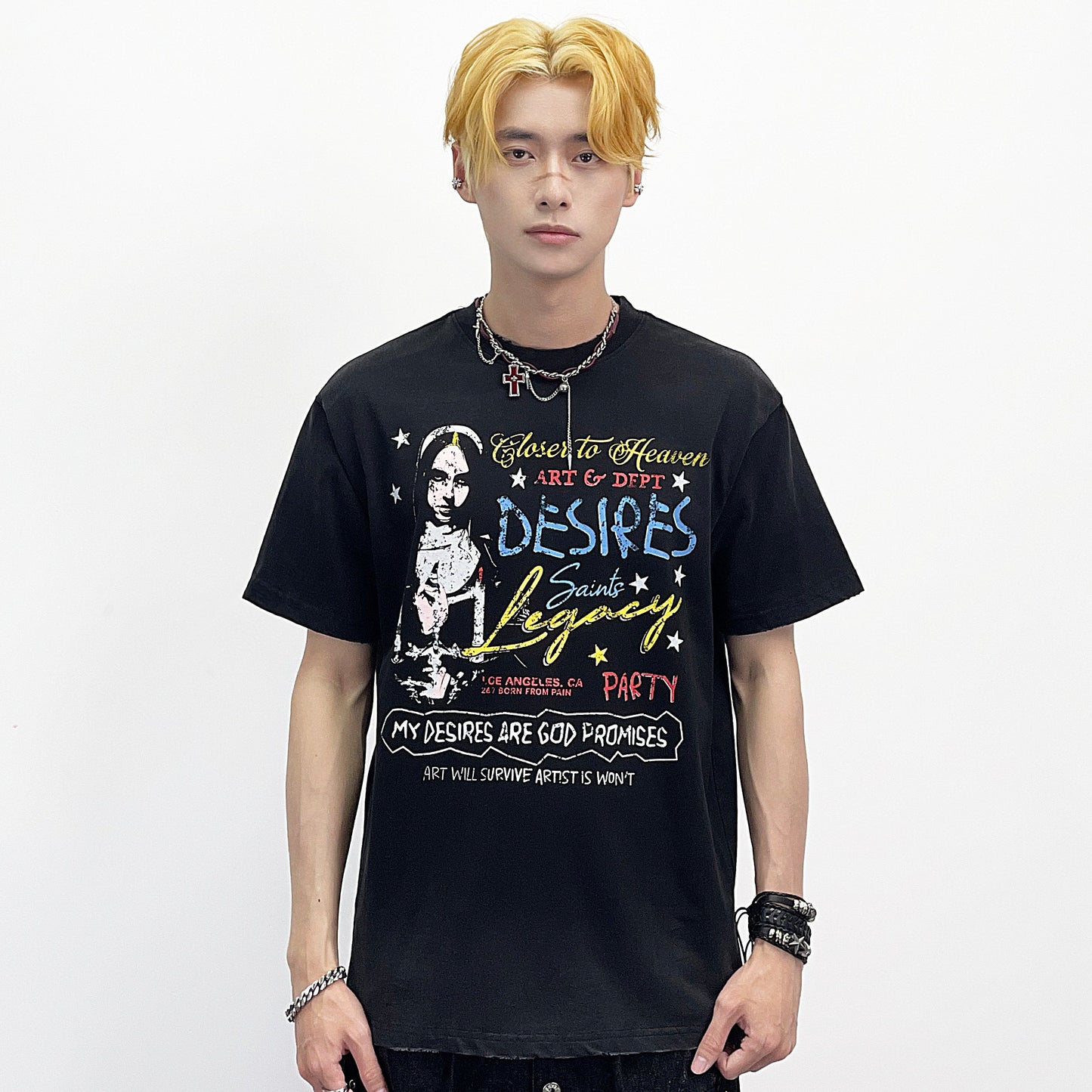Graffiti Letter Print Oversize Short Sleeve T-Shirt WN24288
