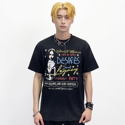 Graffiti Letter Print Oversize Short Sleeve T-Shirt WN24288