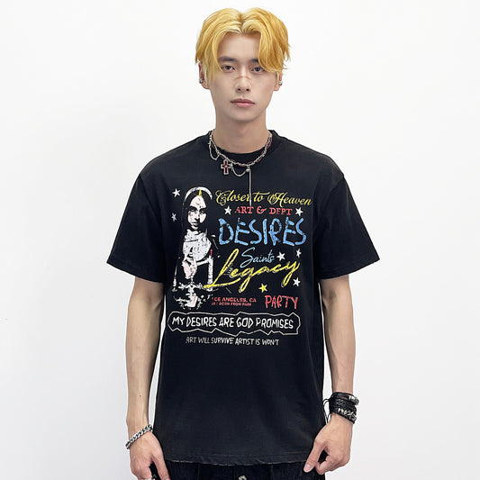 Graffiti Letter Print Oversize Short Sleeve T-Shirt WN24288