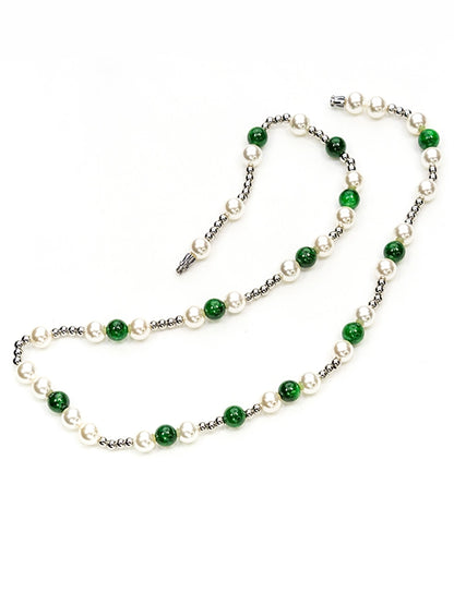 Pearl & Green Bead Necklace WN21139