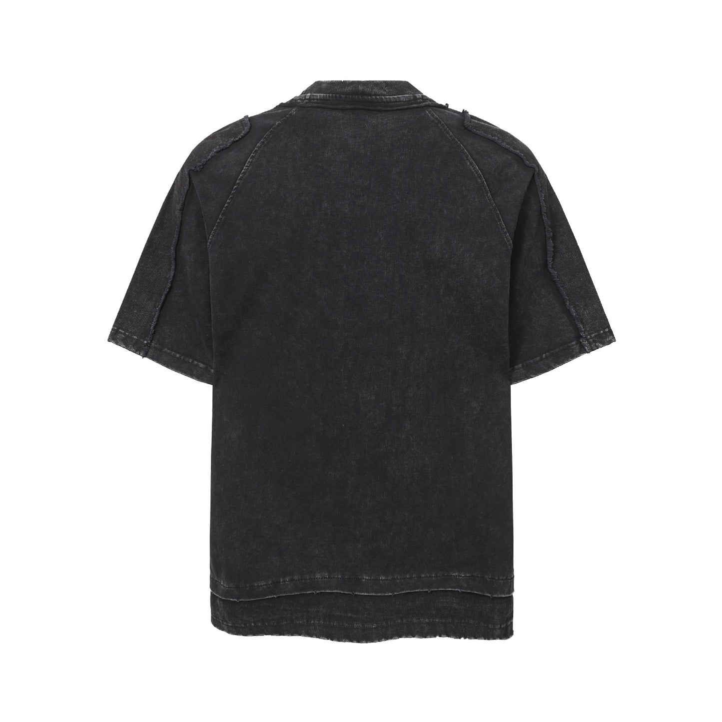 Washed Mock Neck Pocket Short Sleeve T-Shirt WN25407