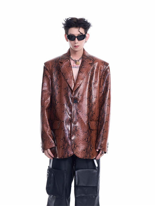 Snake Skin PU Leather Jacket WN8093