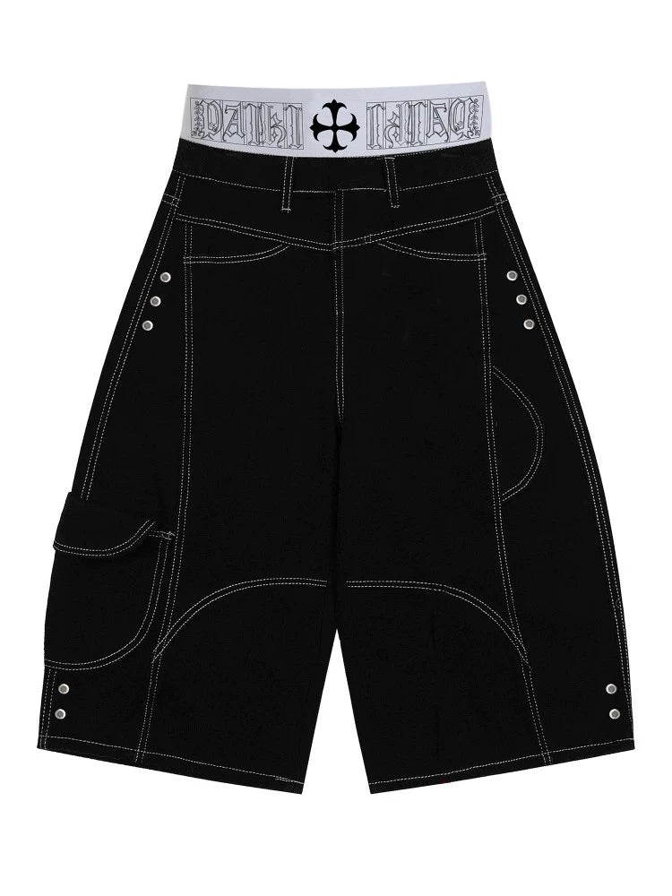 Deconstructed Contrast Multi Pocket Half Pants WN20886