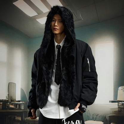 Detachable Fake Fur Hooded Short Padded Jacket WN22755