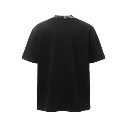 Contrast Collar Pocket Embroidery Short Sleeve T-Shirt WN26800