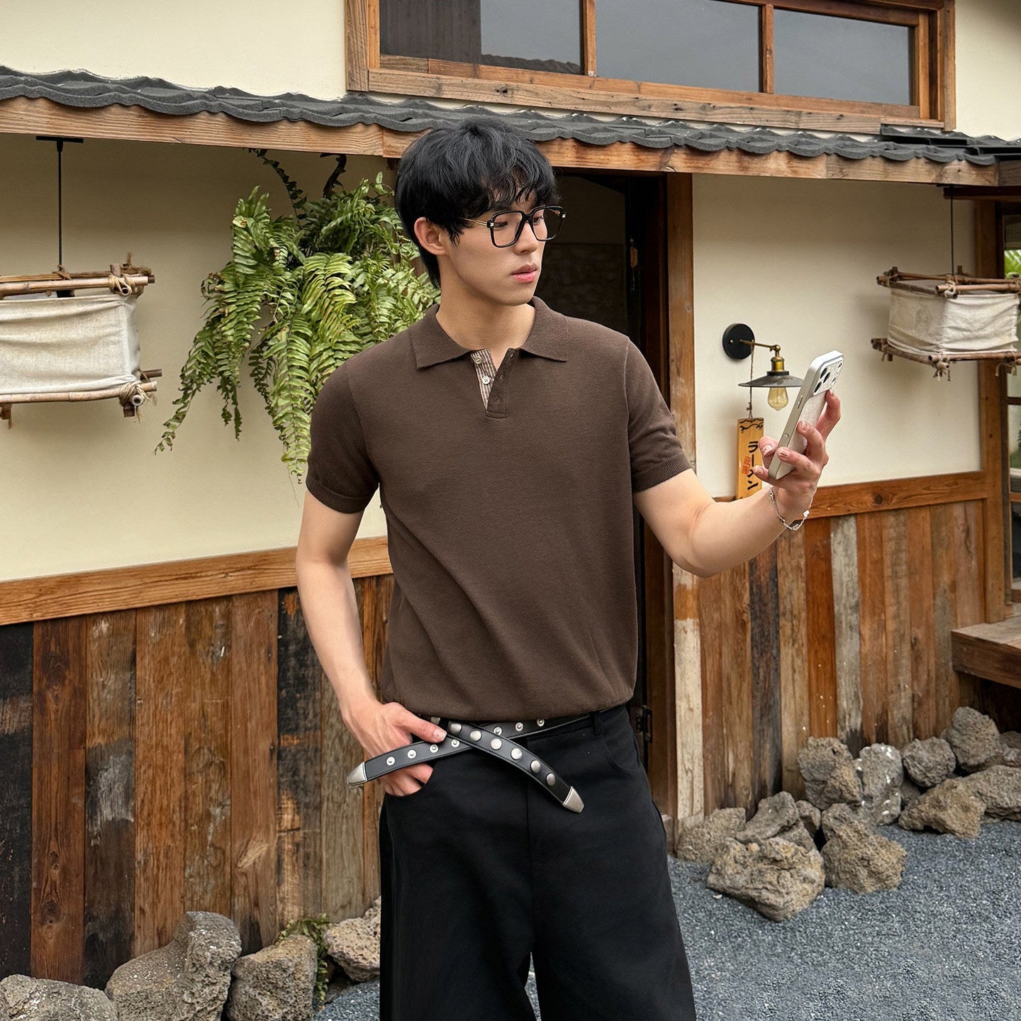 Rib Knit Short Sleeve Polo Shirt WN24990