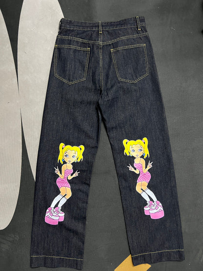 Cartoon Character Print Denim Jeans WN24076