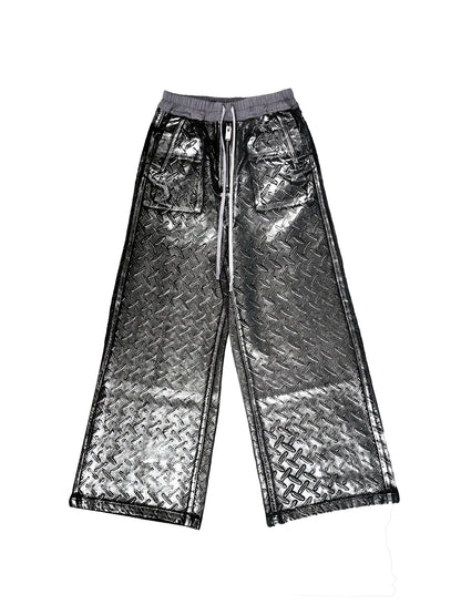 Embossed Silver Coating Design Cargo Pants WN18088