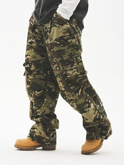 Camouflage patchwork Wide Leg Cargo Pants WN17750