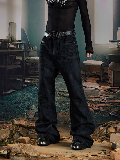 Coated Hand-Rub Long Flare Denim Jeans WN20584