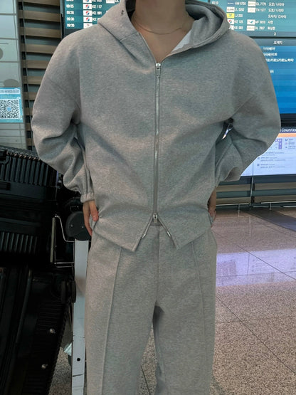 Double Zipper Hoodie & Straight Pants Setup WN20235