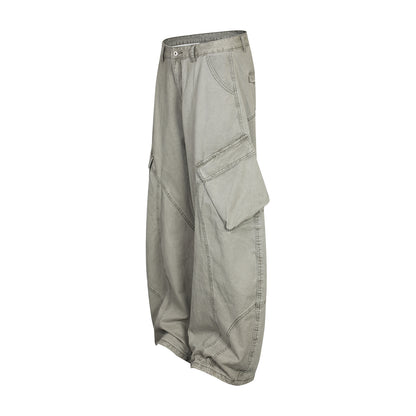 Multi-Pocket Washed Deconstructed Wide Leg Cargo Pants WN18582
