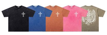 Washed Wing Cross Graphic Short Sleeve T-Shirt WN26775