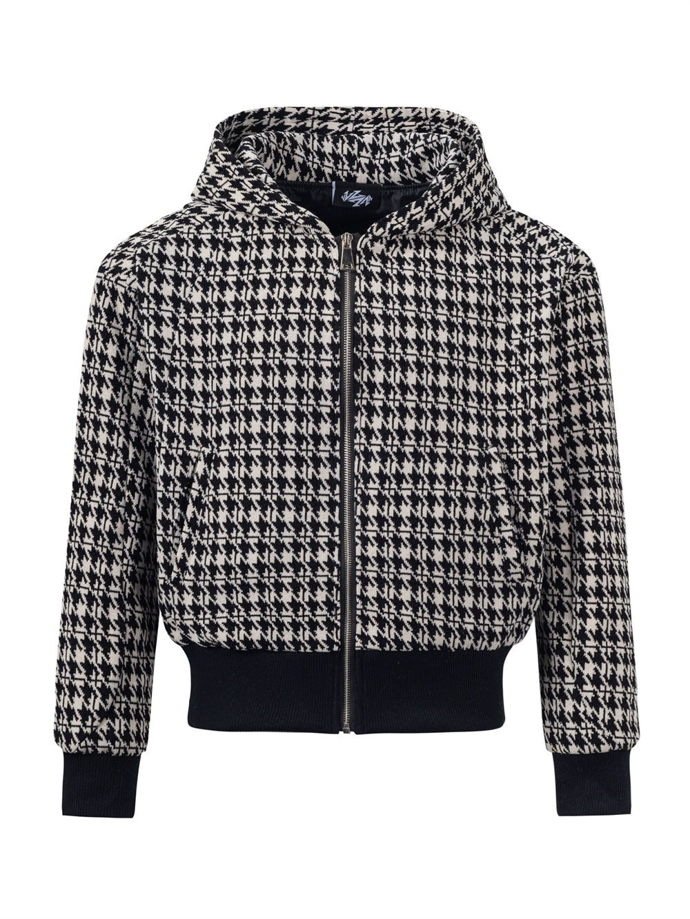Houndstooth Hooded Zipper Jacket & Micro Flare Pants Setup WN21011