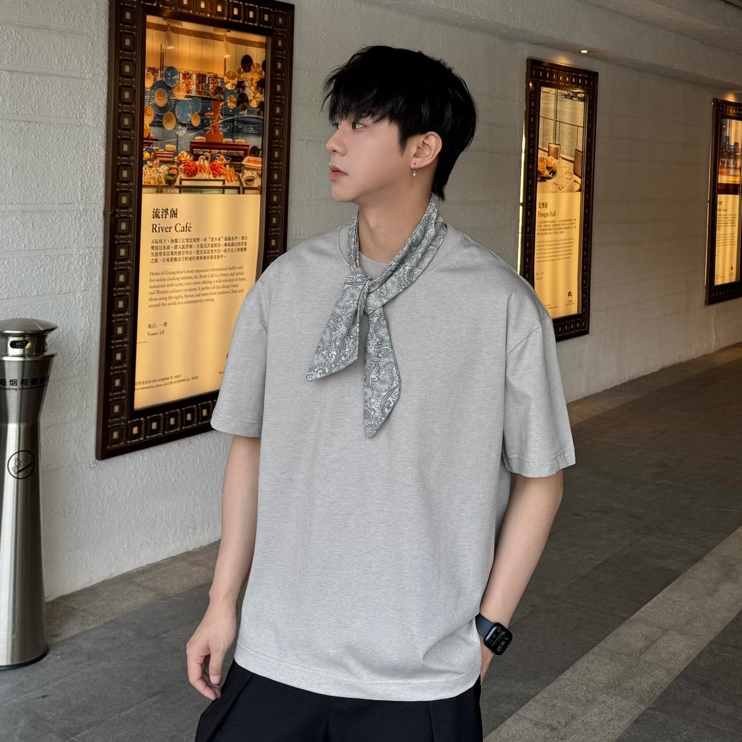 Scarf & Plain Short Sleeve T-Shirt WN25364