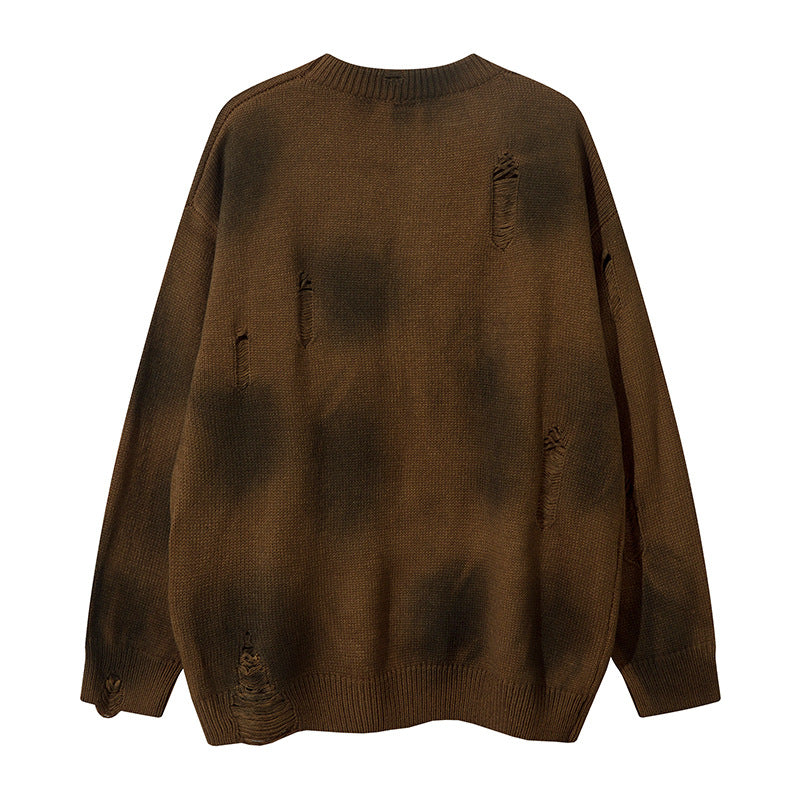 Spray Paint Damage Oversize Knit Sweater WN11431