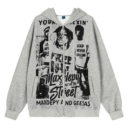 Graphic Art Print Zipper Hoodie WN23566