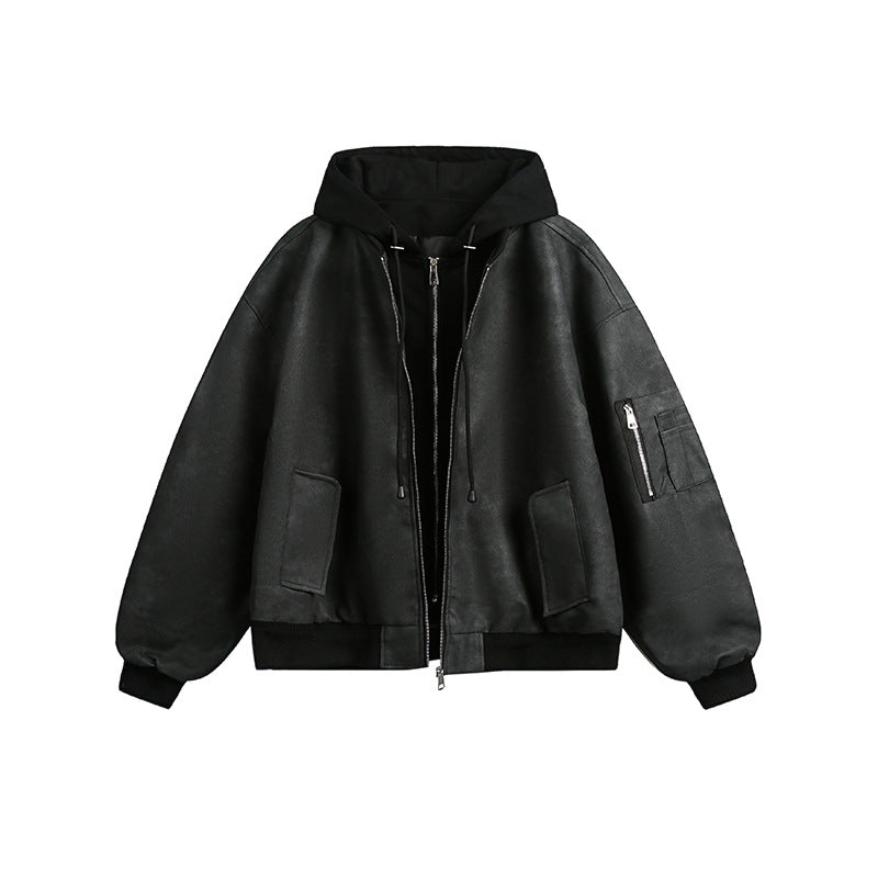 Heavy-Duty Simple Zipper Hooded Jacket WN13001
